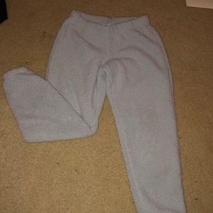 grey fluffy sweatpants